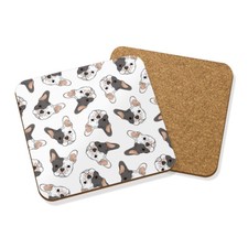 Bouledogue Français Blanc Dessous Tapis Liège Carré - Animal Chien Chiot Drôle