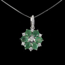 925 Collier en Argent Fin Ovale Émeraude Topaze Gemmes Naturelles Bijoux 45.7cm