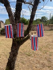Job Lot of 4 Vintage French Fold Concertina Candle Paper Bastille Day Lanterns