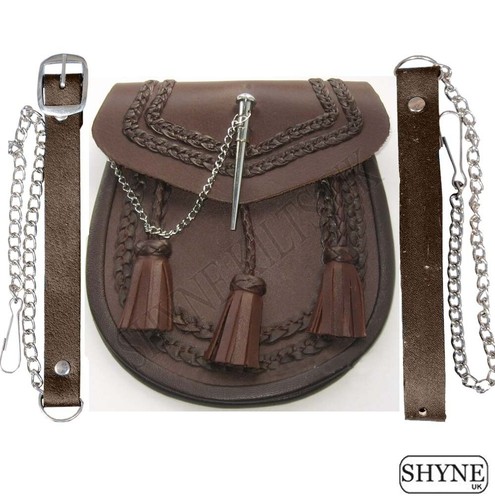 Kilt sporran marron cuir - marron, en