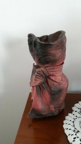 Vintage vase cuir bordeaux - vase,