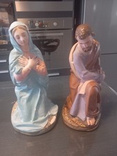 Grand Santon De Crèche Ancien Vierge Marie Saint Joseph  32 Cm devineau