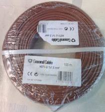 Fil électrique rigide (conducteur) H07V-U 1,5 mm² marron en bobine de 100m .