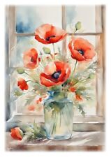 Tableau - création originale - Bouquet de coquelicots