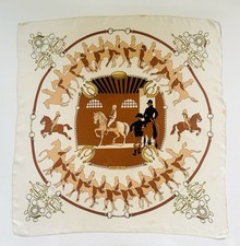 Carré en soie HERMES "Manège" par Philippe Ledoux 1ère édition 1974