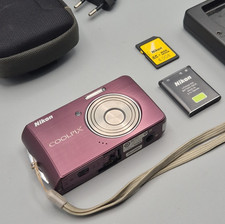 Nikon Coolpix S520 Digital Compact Camera Purple 8.0MP, Charger, SD Card, Case