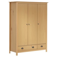 Pin Solide Garde-robe à 3 Portes 127x50x170 cm Armoire Vêtement Chambre vidaXL