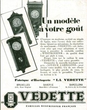 Publicité ancienne Vedette horlogerie  1929 issue de magazine