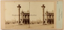 ITALIE Venise Colonnes grecques c1857 Photo Stereo Furne & Tournier Vintage 