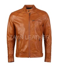Veste en cuir marron caramel