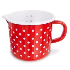 Mug Émaillé Rouge à Pois avec Mesure et Bec Verseur 1,2L
