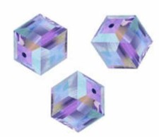   FRANCE.....   3 Perles cubes Swarovski 6 mm ( 5601 ) TANZANITE