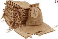 Lamondre 30 Pcs petits sac de toile de jute avec Cordon 9x12cm, Pochon jute