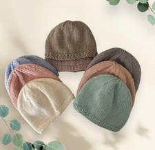 Bonnet de Naissance Bébé  Fait Main en Laine Deluxe Mérinos Cachemire Soie