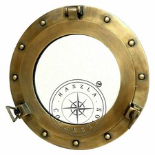 Ancien miroir fenêtre bateau bateau bateau marine bateau hublot 12" laiton dé...