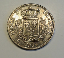 5 FRANCS LOUIS XVIII BUSTE HABILLE 1815 L = BAYONNE SUP + fabuleux patine !!