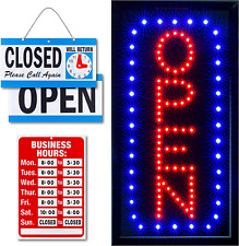 Neon Open Sign for Business: Vertical Lighted Sign Open with Flashing Mode – Ind