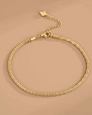Bracelet De Cheville Femme Acier Inoxydable Bijoux Doré Or Jaune Chainette Mode