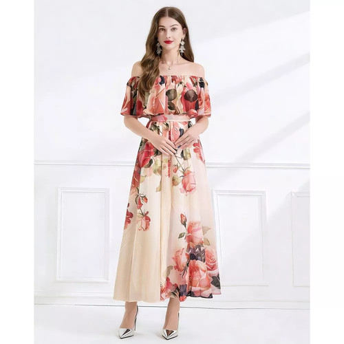 Robe longue élégante - robe, bardot