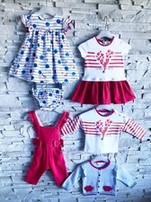 CATIMINI - LOT 6P ENSEMBLES BÉBÉ FILLE MÊME COLLECTION THÈME HOMARDS 9M