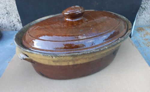 Terrine ancien plat terre - plat, en