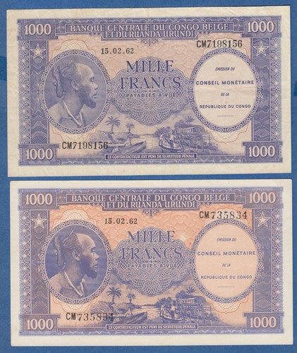 Rare paire billets 1000 - rare, de