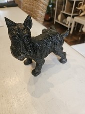 Sculpture Statuette Butoir Cale Porte Fonte Ancien Chien Scottie Terrier Fin 19e