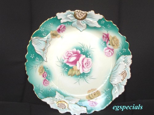 Handpainted floral plate dish - handpainted,