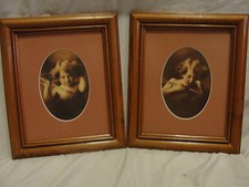TWO 10-1/2" X 12-1/2" FRAMED PRINTS - CUPID AWAKE & SLEEPING - NICE!