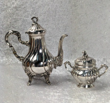 Cafetière Verseuse ARGENT  800/1000 et Sucrier Modèle Rocaille