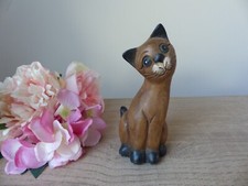 Figurine chat marron et beige