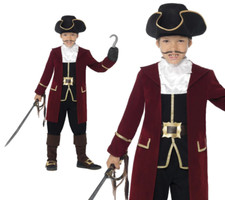 Enfant de Luxe Pirate Capitaine Crochet Déguisement Garçons Caraïbes Âge 4-12
