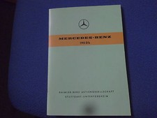 Mercedes Benz Ponton 190 Db D Manuel Du Propriétaire Éd. B