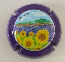 1 Capsule de champagne Palm, Peinte à La Main ALBERT DE MILLY, Paysage Eté