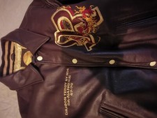 blouson cuir homme redskins dragon teddy by rds Aubergine satin jacket Or xl