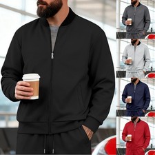 Veste de baseball pour hommes coupe ample décontractée sport col montant vête