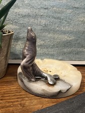 Cendrier & Vide Poche Animalier Otarie Bronze Argenté