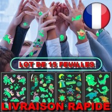 15 Feuilles Autocollants Tatouage Temporaire Enfants Lumineux Cadeau Brillant