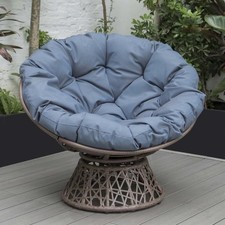 PureHaven Salon Fauteuil 92x80x80,5 CM Coussin Rond Pivotant 360° Braun / Bleu