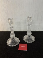 Paire de bougeoirs diamant en cristal de Baccarat (prix des deux)