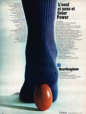 PUBLICITE ADVERTISING 085  1971  les chaussettes BURLINGTON L'oeuf POWER  BLEU
