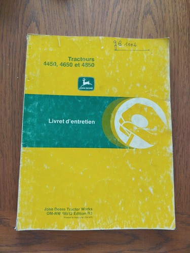 Livret entretien john deere - livret, d'entretien