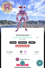 Shiny Gmax Grimmsnarl LVL50 3MOVES 3MAX Nagasaki Background Wild Area 2025 Lo...