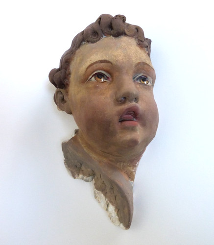 Tête ange plâtre - tête, peint