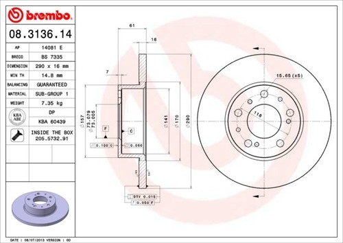Disque frein axial avant - disque,