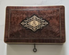 ANCIENNE BOITE COFFRET NAPOLEON III - MARQUETERIE - MONOGRAMMÉ- CLÉ - 19ème 