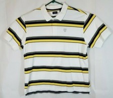 Izod Men's White with Black&Yellow Striped Cotton Short Sleeve Polo Top Size XXL