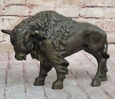 Grande Sculpture Statue En Bronze Doré Autrichien Vintage De Bison Américain ART
