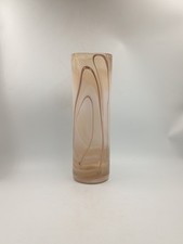 Vase Rouleau Verre Ambré Inclusion Doré Blanc Signé Maure Vieil Années 60 70's