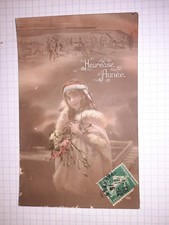 CPA , heureuse année , femme , champ de bataille , 1915